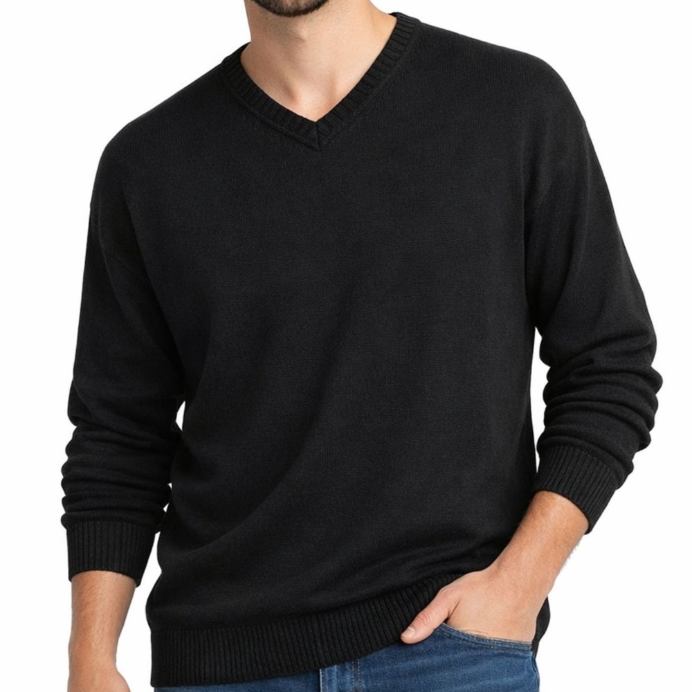 Tommy Bahama Men's XL Black V-Neck Cotton Blend Sweater Classic Fit
